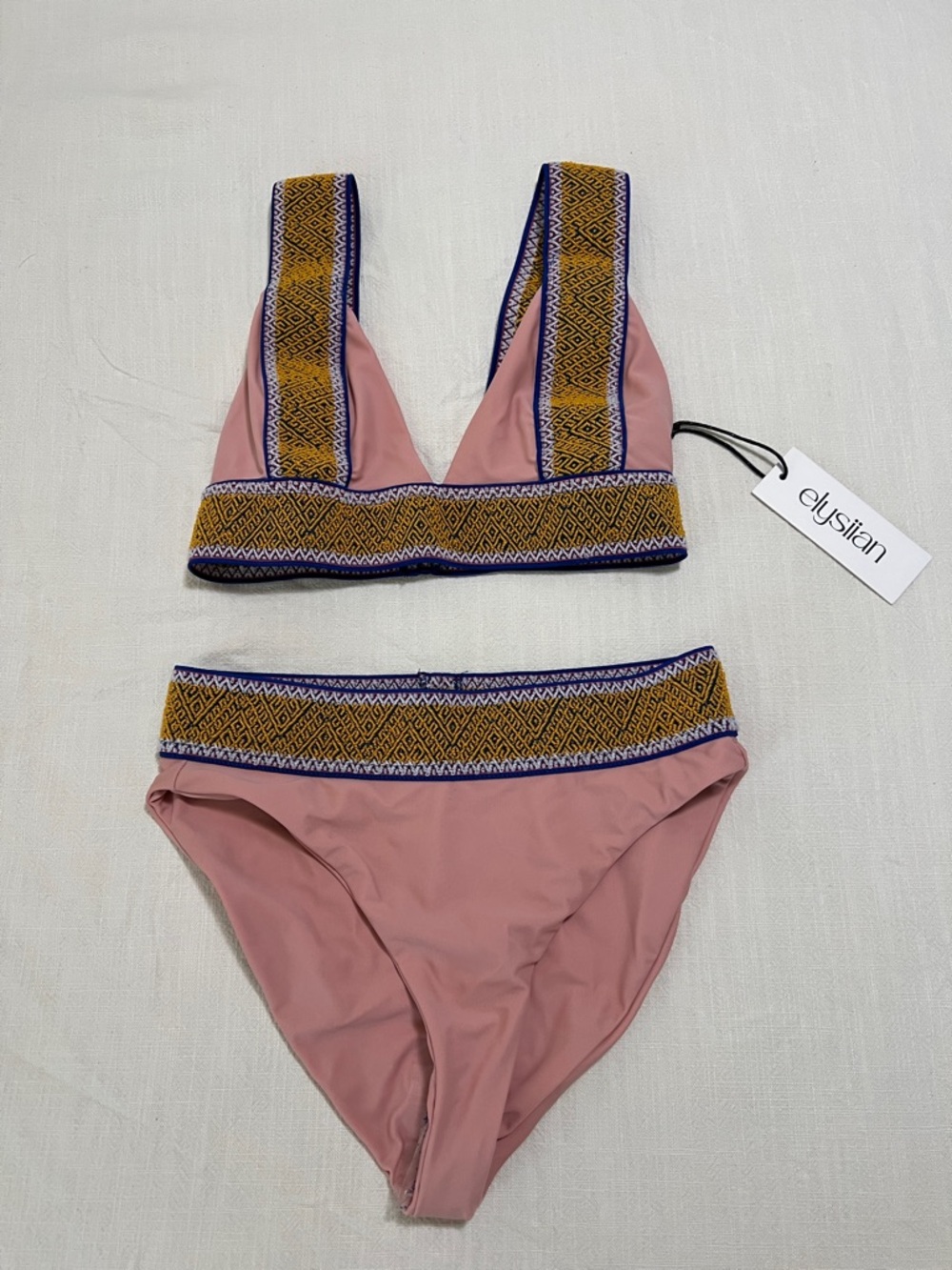 Elysian Pink Embroidered Trim Bikini Set